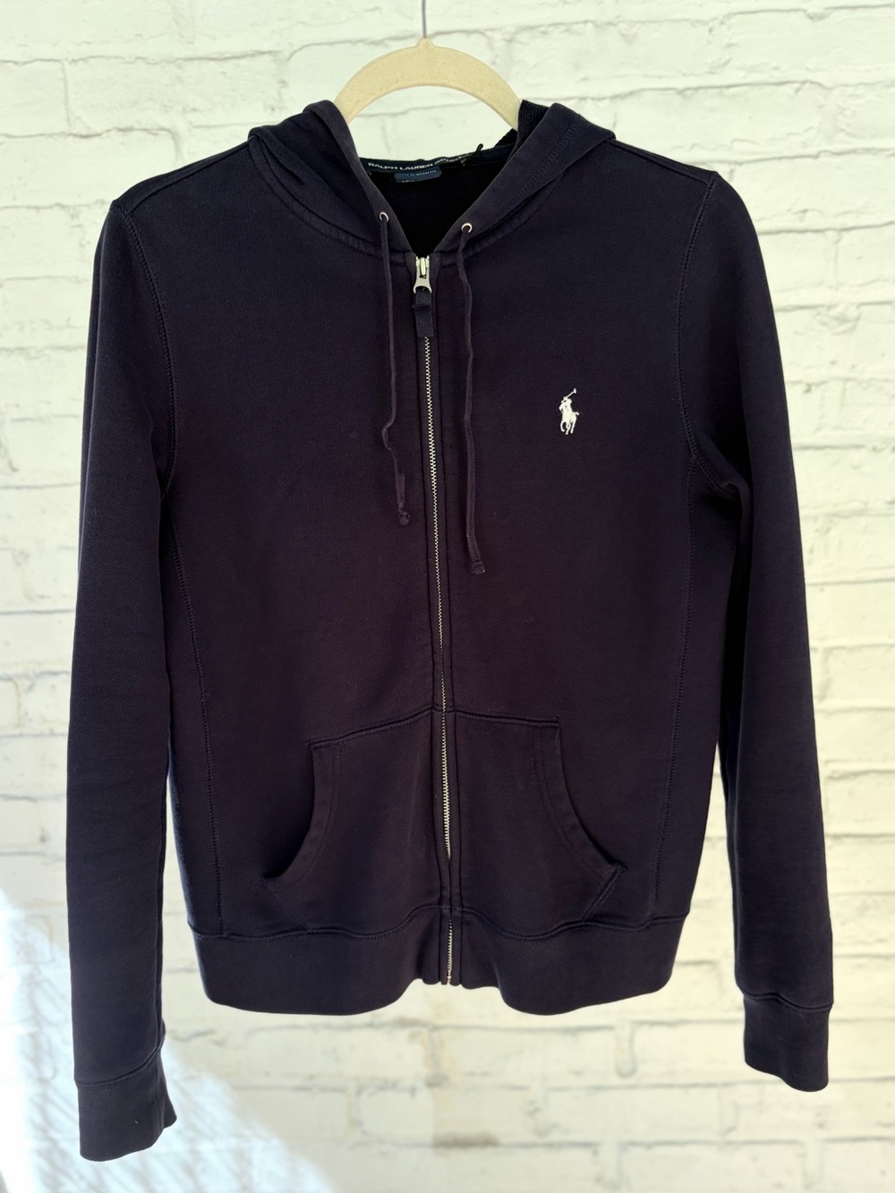 RALPH LAUREN SPORT Navy Blue Zip-Front Hoodie with Polo Pony